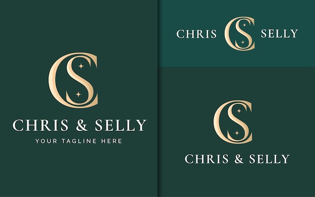 Elegant luxury Letter c and s monogram serif logo design