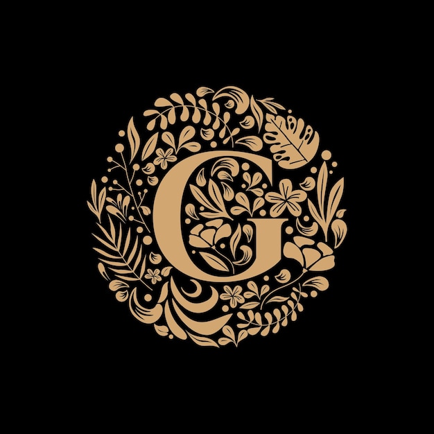 Elegant Luxury Letter G Circle Floral Flowers