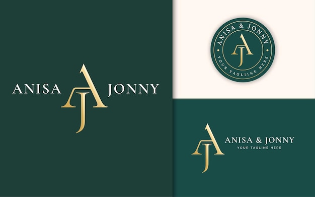 Vector elegant luxury letter a and j monogram serif logo design