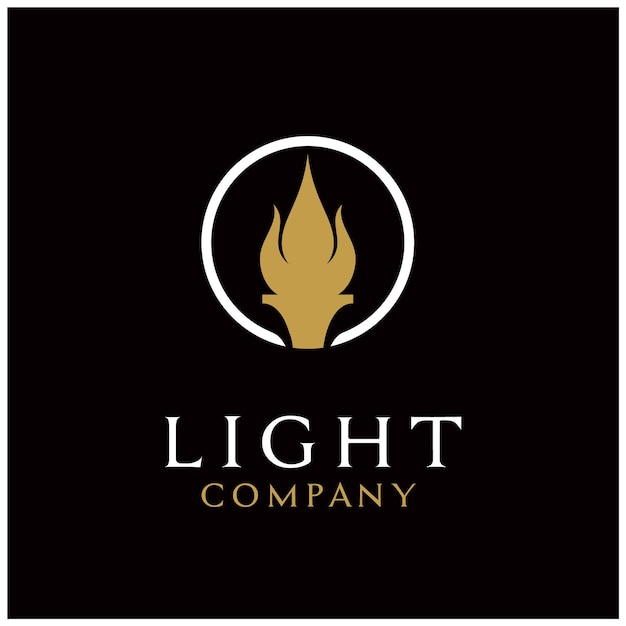 Elegant Luxury Torch, Golden Torchlight Fire Flame logo design inspiration