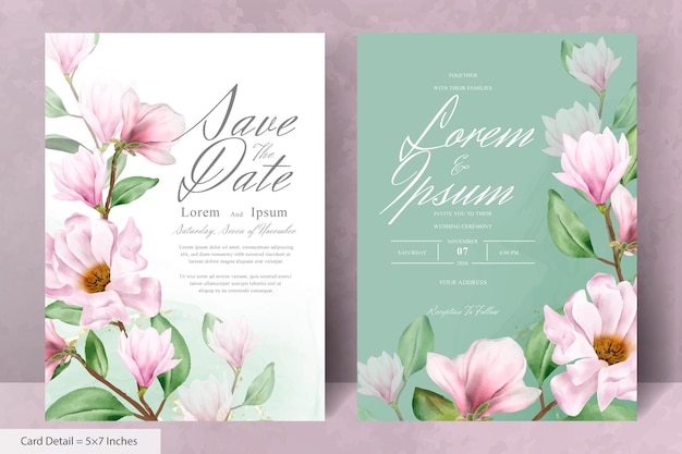 Elegant Magnolia Arrangement Flower Wedding Invitation Card Template