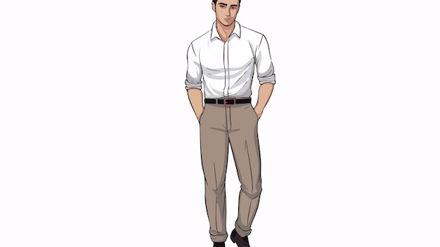 Vector elegant man with shirt and pant design professional line art