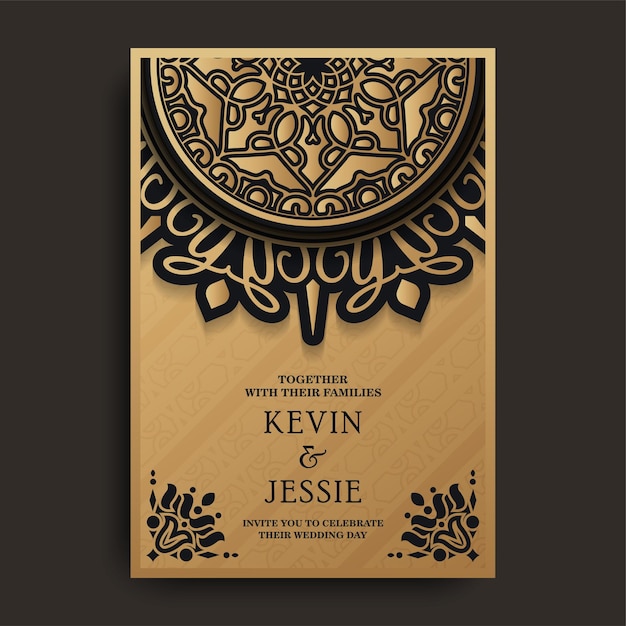 Elegant mandala wedding invitation card template design