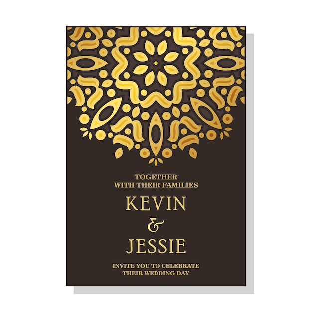 Elegant mandala wedding invitation card template design