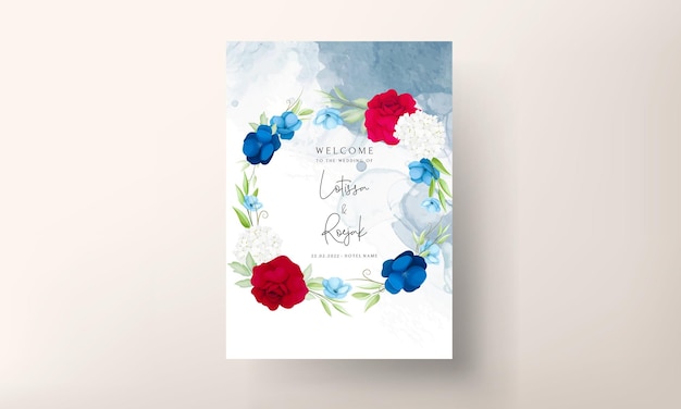 elegant maroon navy floral invitation card template