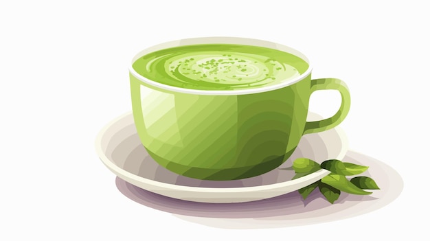 Elegant Matcha Cup and Green Tea Vector Wallpaper Design