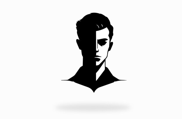 Vector elegant mens head logo in black and white