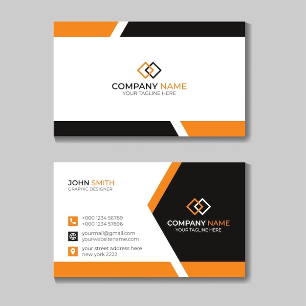 Elegant minimal black and yellow business card template Free Vector