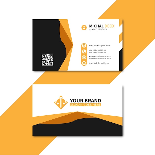 Elegant minimal black and yellow corporate business card template