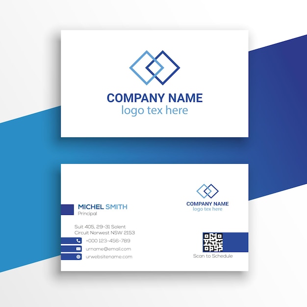 Elegant minimal Clean and blue business card template