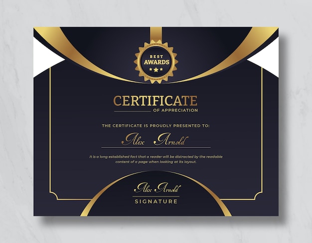 Elegant minimal luxury Certificate of appreciation template