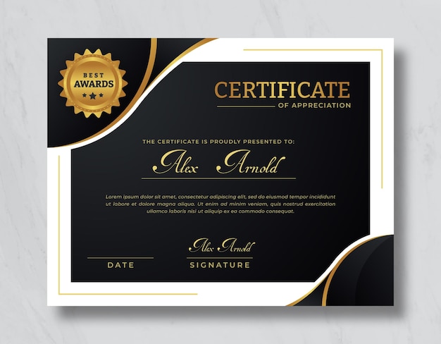 Elegant minimal luxury Certificate of appreciation template