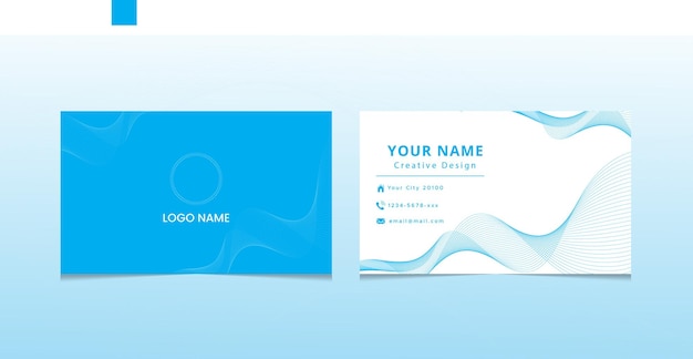 Elegant minimal wave business card template