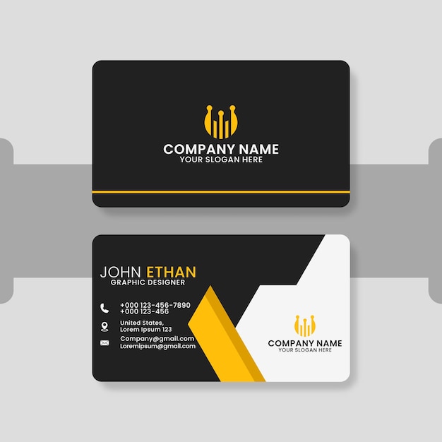 Elegant minimal yellow and black business card template