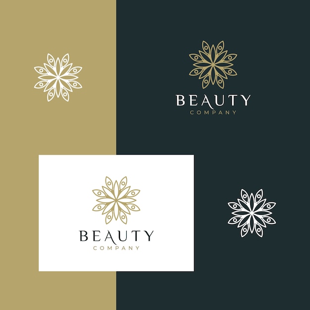 Elegant minimalist beauty flower logo design with simple outline style