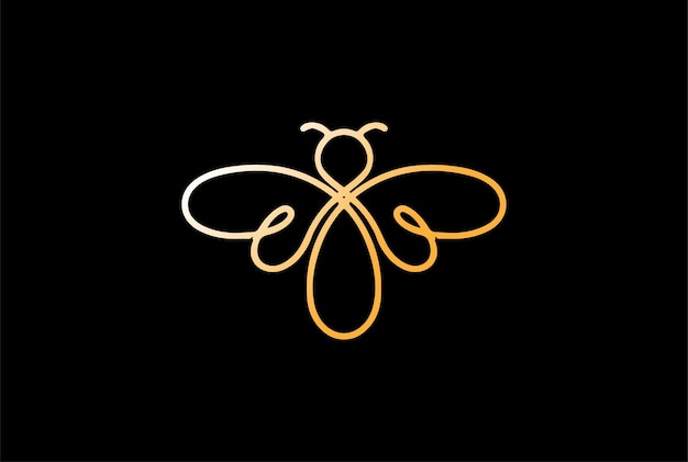 Elegant Minimalist Bee Line Outline Monoline Logo Design Vector