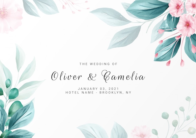 Elegant minimalist floral background for wedding invitation card template multi-purpose