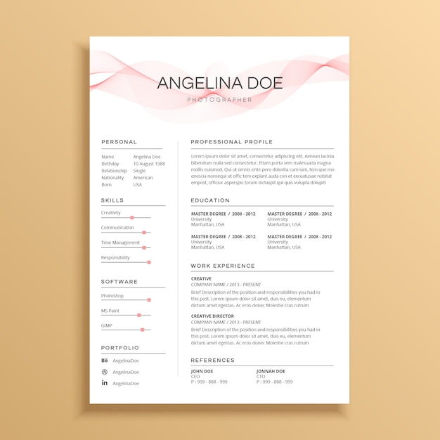 Elegant Minimalist Resume CV Template Design