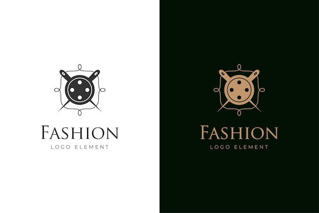 Elegant minimalist tailor shop fashion logo design with sewing needle vector element