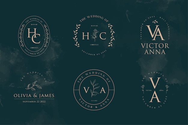 Elegant And Minimalist Wedding Logo Monogram Template Collections