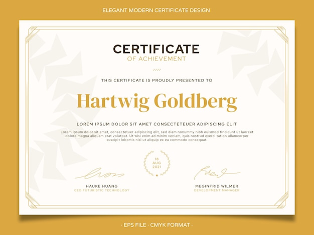 Elegant modern certificate design in frame