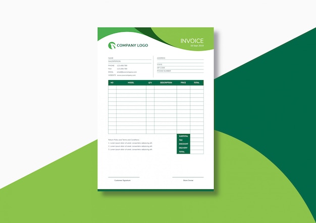 Elegant Modern Green Invoice Template