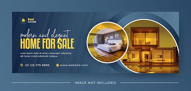 Vector elegant and modern home for sale real estate web banner facebook cover template