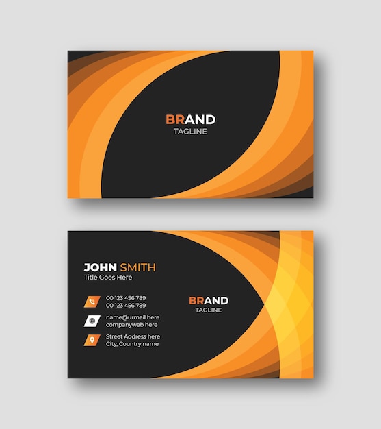 Elegant modern minimal black and yellow business card vector template