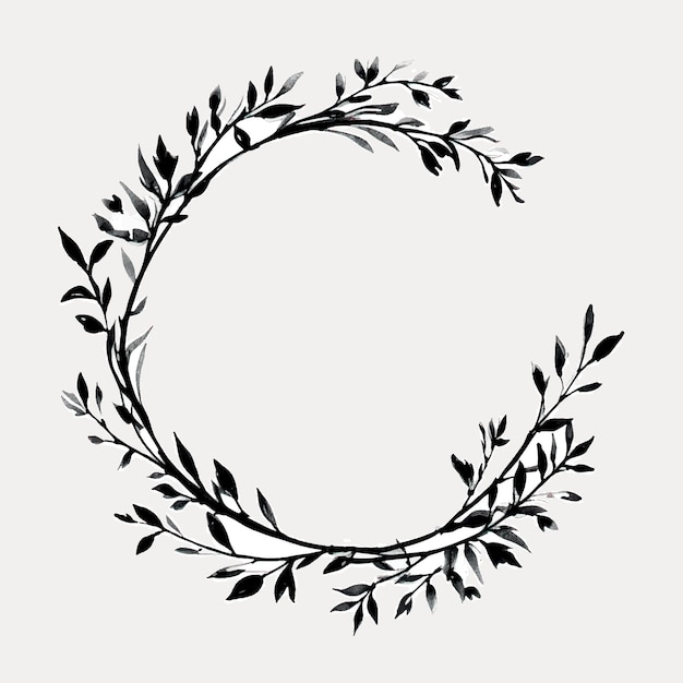 Elegant monochrome botanical wreath