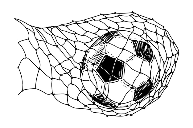 Vector elegant monochrome illustration of soccer ball and net