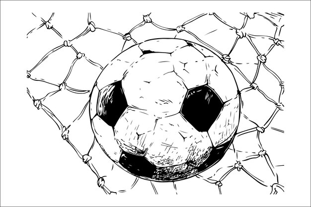 Vector elegant monochrome illustration of soccer ball and net