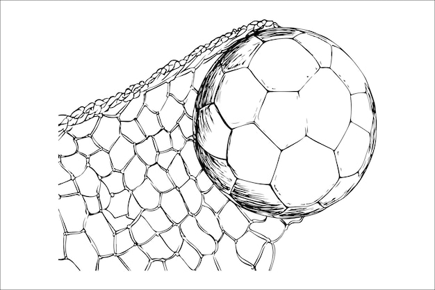 Vector elegant monochrome illustration of soccer ball and net