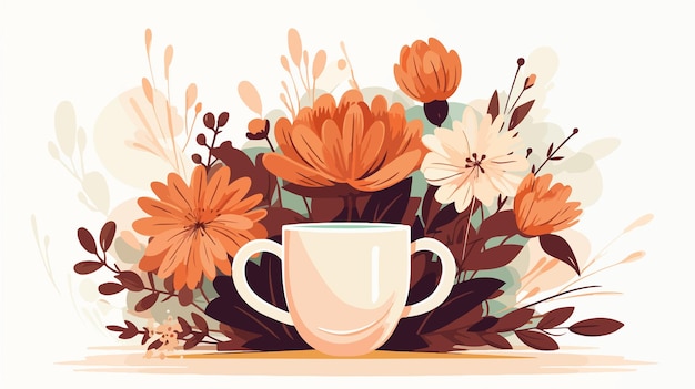 Elegant Morning Composition with Coffee and Flowers