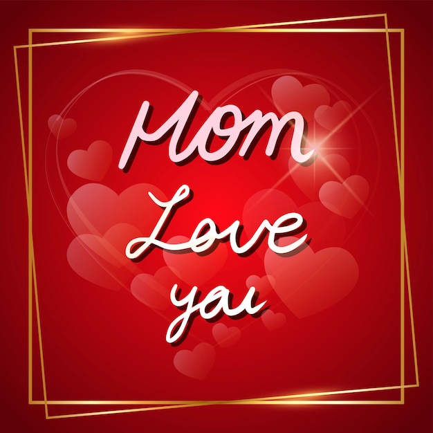 Elegant mothers day greeting card with heart pattern and hand lettering