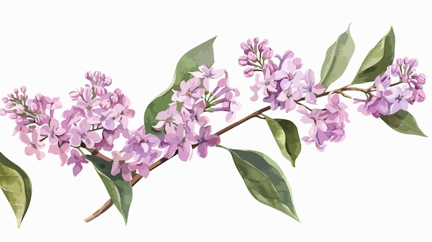 Elegant Mountain Laurel Watercolor of Syringa Lilac Flowers in Isolated Background