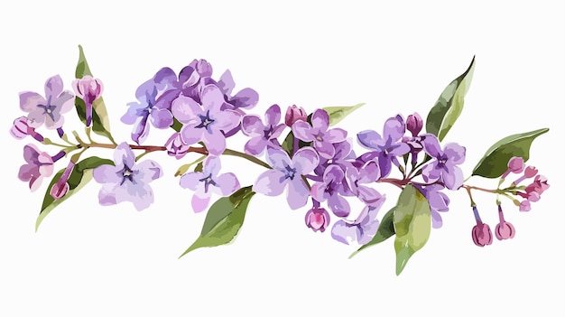 Elegant Mountain Laurel Watercolor of Syringa Lilac Flowers in Isolated Background