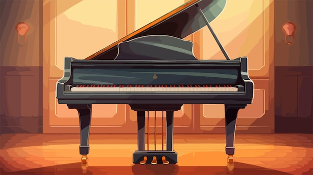 Vector elegant musical piano on white background carto style