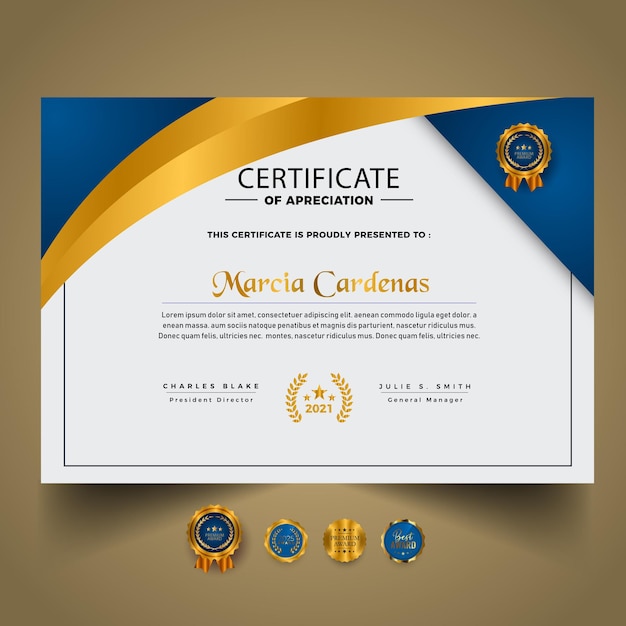 Elegant new gold certificate template