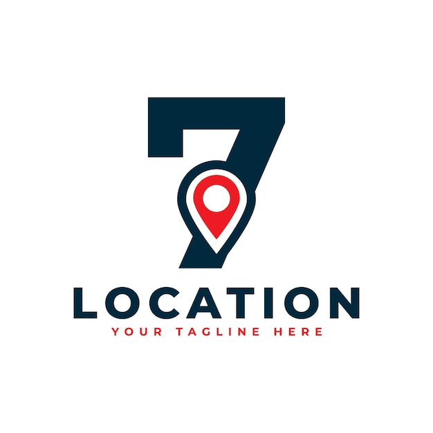 Elegant Number 7 Geotag or Location Symbol Logo Red Shape Point Location Icon for Business