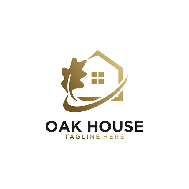 Elegant oak house real estate logo design