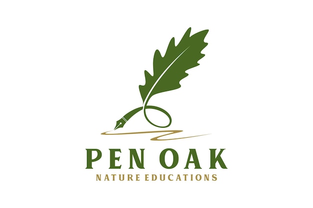 Elegant Oak Leaf and Quill Pen logo design