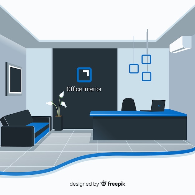 Vector elegant office interior with flat design