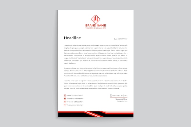 Elegant orange color modern letterhead template