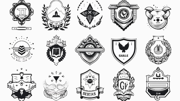 Vector elegant outline emblems and badges frames stock illustration