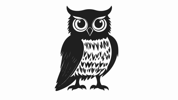 Vector elegant owl black silhouette icon for graphic design