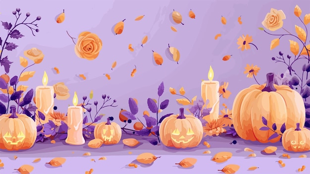 Elegant Painted Pumpkins with Candles and Floral Decorations