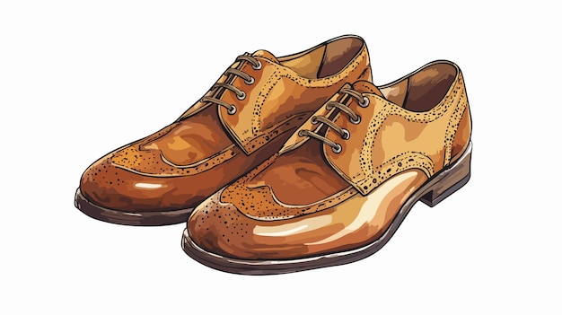 Vector elegant pair of brown shoes on white background