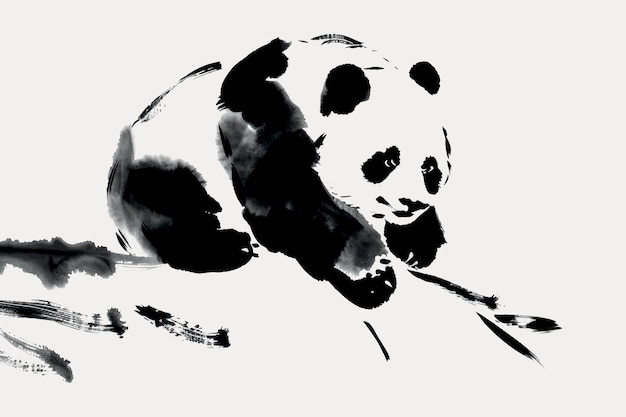 Elegant panda ink painting