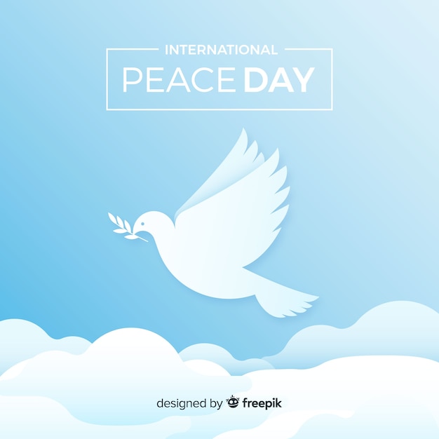 Elegant peace day background with white dove