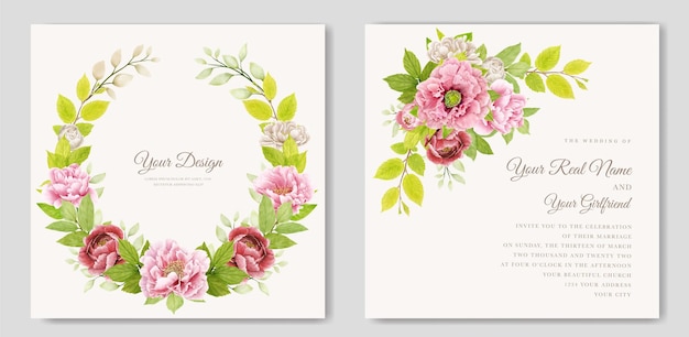 elegant peony wreath border and frame design